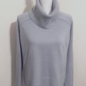 Athleta Alpine Cashmere Stand Collar Sweater  Lt Blue  Large. REDUCED PRICE